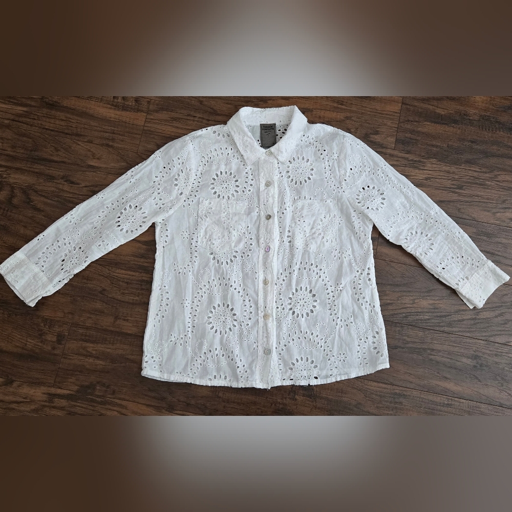 White Eyelet Woman Shirt, Size M